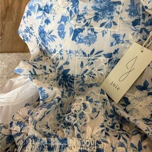 Joie Floral Dress in Blue and Cream